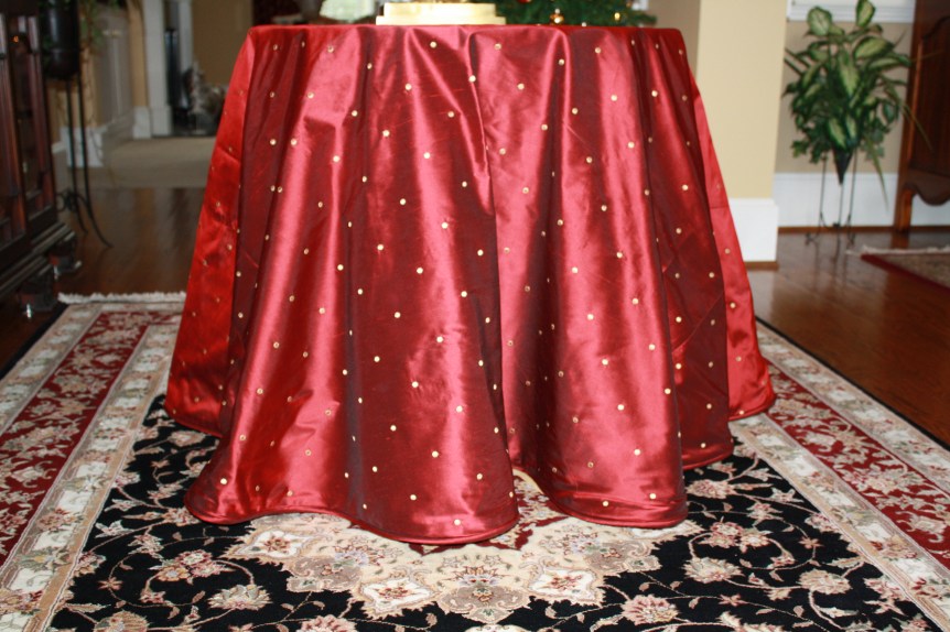 Table skirt with 3/8 inch corded hem