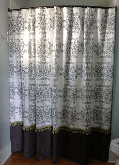 Shower Curtain with Contrast Bottom and Trim